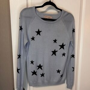 Philosophy Republic Light Blue Black Star Print Long Sleeve Sweater Size S
